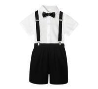 Generisch Tracksuit Children's Jogging Suit Boys Sports Boys Summer British Style Short Sleeve Shirt Shorts Bow Tie 4PC Performance Costume Set Boy Sportswear Tracksuit Summer, White, 2-3