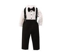Generisch Tracksuit Children's Jogging Suit Tracksuit Boys Set Sports Suit Outfit Long Sleeve Toddler Boys Long Sleeve White Shirt Tops Trousers with Black Tie Child Gentleman Outfits, b, 3-4 Jahre