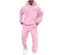 Generisch Tracksuit Men Jogging Suit Summer Autumn Winter Fashion Men Women Casual Letter Print Long Sleeve Sports Hoodie Set Sewing Pattern Western, Light pink, L