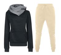 Generisch Tracksuit Women's Jogging Suit Autumn/Winter Fleece Warm Plain Sports Suit Hoodie and Fitness Trousers 2-Piece Outfit Outdoor Sports Workout Running Clothing, S-3XL, Khaki15, L