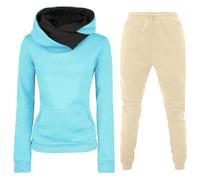 Generisch Tracksuit Women's Jogging Suit Autumn/Winter Fleece Warm Plain Sports Suit Hoodie and Fitness Trousers 2-Piece Outfit Outdoor Sports Workout Running Clothing, S-3XL, Khaki35, XXL