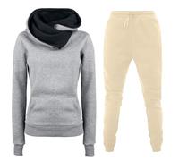 Generisch Tracksuit Women's Jogging Suit Autumn/Winter Fleece Warm Plain Sports Suit Hoodie and Fitness Trousers 2-Piece Outfit Outdoor Sports Workout Running Clothing, S-3XL, Khaki25, XXL