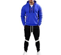 Generisch Tracksuits Men's Y2K Oversized Jogging Suit 1/4 Zip Hoodie and Training Trousers Set Warm Sports Suit Gym Tracksuit for Autumn Winter Leisure Suit Breathable with Pockets, blue, M