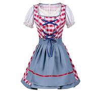 Generisch Traditional German Dirndl Dress for Women, Off-the-Shoulder, Oktoberfest, Beer Girl Costume, 3 Pieces, Plus Size, Bell Sleeve Dress, Shield Medieval Metal (Red, L)