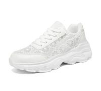 Generisch Traditional Shoes Women's Flat Lace Dirndl Shoes Traditional Dirndl Shoes Bridal Oktoberfest Trainers for Dress Wedding Shoes Lightweight Comfortable Fabric Shoes, White, 9 UK