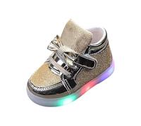 Generisch Trainers Luminous Sole Children's Shoes with Butterfly Elegant Girls Shoes Glitter Flat Shoes Slip On Running Shoes for Stage Outfits Festive Occasions Indoor Shoes Barefoot Shoes, gold, 8