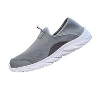 Generisch Trainers Men's Loafer Summer Mesh Breathable Lightweight Sports Shoes Plain Slip On Soft Sole Cushioning Trainers Outdoor Running Workout Jogging Shoes 38.5-42 EU, gray, 8.5 UK