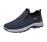 Generisch Trainers Men's Loafer Thick Sole Slip On Cushioning Comfortable Jogging Shoes Plain Trendy Solid Breathable Walking Shoes Outdoor Running Workout Sports Shoes 38-44 EU, blue, 9.5 UK