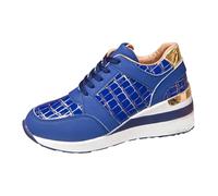 Generisch Trainers, Sports Shoes for Women, Winter Casual Shoes, High Shoes, Thick Sole, Non-Slip Wedge Heel Running Shoes, Waterproof, Lightweight, Warm, Lined, Lace-Up Boots, blue, 8.5 UK