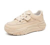 Generisch Trainers Women's 2026 Fashionable Platform Trainers for Women, Comfortable Lace-Up Canvas Shoes for Everyday Use, Lightweight, Breathable Slip Walking Shoes, beige, 5 UK
