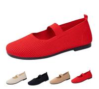 Generisch Trainers Women's Ballet Shoes Without Laces Low Shoes Lightweight Comfortable Casual Walking Shoes Slip On Casual Casual Shoes Woven Mesh Breathable Summer Shoes Trainers, Z1 Red, 8.5 UK