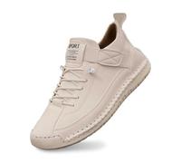 Generisch Trainers Women's Men's Slip On Trainers - Lightweight Breathable Men's Sports Shoes Without Laces Lightweight Trainers Leather Casual Shoes Casual Comfortable Slip-On Shoes White/Light Blue