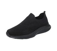 Generisch Trainers Women's Slip On Trainers Lightweight Sports Shoes Women's Pattern Mesh Breathable Comfortable Lightweight Casual Shoes, black, 8.5 UK