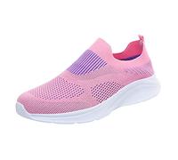 Generisch Trainers Women's Slip On Trainers Lightweight Sports Shoes Women's Pattern Mesh Breathable Comfortable Lightweight Casual Shoes, red, 8.5 UK