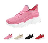 Generisch Trainers Women's Sports Shoes Summer Mesh Breathable Lightweight | Jogging shoes, plain, slip-on soft sole, elevation trainers, outdoor running, casual summer shoes with lacing, 35-40 EU