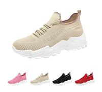 Generisch Trainers Women's Sports Shoes Summer Mesh Breathable Lightweight | Jogging shoes, plain, slip-on soft sole, elevation trainers, outdoor running, casual summer shoes with lacing, 35-40 EU