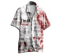 Generisch Transparent Men's Halloween Casual Full Print Beach Short Sleeve Holiday Outdoor Holiday Shirt Men's Elegant, red, L