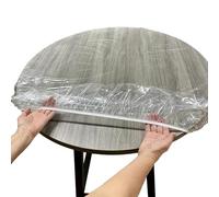 Generisch Transparent Round Tablecloth, Waterproof Dining Cover, Scratch-Resistant Furniture Sign, Wipeable Protector with Elastic Band, Spill Proof Mat for Kitchen Banquet Table, Everyday Meals