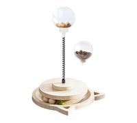 Generisch Treat Dispenser Ball - Dog Feeder Wooden Rail - With Spring Rod Dog Toy - For Interactive Activity Slow Feeding Mental Stimulation Against Boredom