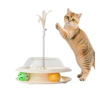 Generisch Treatment Dispenser Cat Toy - Interactive Cat Toy with Spring Teaser - and Balls | Educational Food Dispenser with Leaky Food | Enrichment Feeding Game