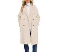 Generisch Trench Coat Women's Long Elegant Autumn Coat Fashion Long Sleeve Turn-Down Collar Wool Coat Double Breasted Coat 2025 Plain Outwear Women's Coat Transition Coat Winter Coat Below the Knee