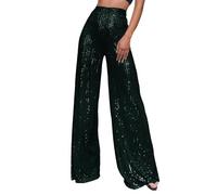 Generisch Trousers Women 3/4 Casual Sequin Trousers Sparkling Sequins High Waist Wide Leg Flared Trousers Nightclub Wear Mountain Bike Pants Women 3/4, Gn2, 5XL
