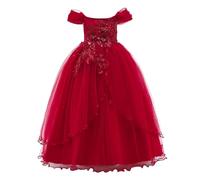 Generisch Tulle Dress for Girls Wedding Dress Summer Party Dress Wedding Prom Dress Fancy Dress Folk Festival Evening Dress Cocktail Dress Party Christening Carnival Costume Toddler Party Outfits, red