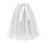 Generisch Tulle Skirt Women's Elastic Elegant Vintage Tulle Skirt 50s Rockabilly Knee-Length Underskirt A-line Mesh Swing Midi Skirt Fancy Dress Costumes