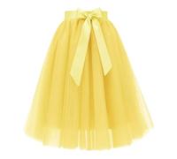 Generisch Tulle Skirt Women's Elastic Elegant Vintage Tulle Skirt 50s Rockabilly Knee-Length Underskirt A-line Mesh Swing Midi Skirt Fancy Dress Costumes