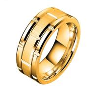 Generisch Tungsten Rings For Men Wedding Brick Pattern Rhodium Plated Size Teen, C, Metal, No Gemstone
