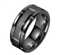 Generisch Tungsten Rings For Men Wedding Brick Pattern Rhodium Plated Size Teen, D, Metal, No Gemstone