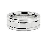 Generisch Tungsten Rings For Men Wedding Brick Pattern Rhodium Plated Size Teen, E, Metal, No Gemstone