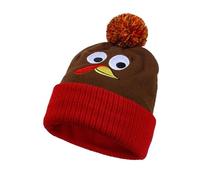 Generisch Turkey Run Beanie, Thanksgiving Turkey Running Hat with Pom Poms for Men and Women, Pull On Role Play Costume Clothing Girls Winter Cap (Hot Pink, One Size)