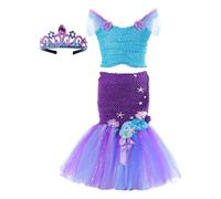 Generisch Tutu Dreams Memaid Princess Tulle Dress Set for Girls Birthday Halloween Celebration Ballerina Dance Outfit Magical Glitter Fairies Carnival Fancy Dress Ruffles Wonderful (Purple, 3-4 Years)