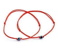 Generisch Two Leather Bracelets Red Lovers Adjustable Bracelet for Eyes Happy Turkish Bracelet for Evil Eye, one size, Bead, No Gemstone