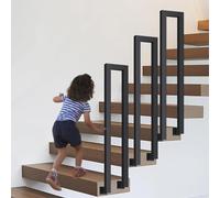 Generisch U-Shaped Stair Railing, Black Iron Handrail, 20 cm Width, 3 cm Diameter, 35-110 cm Height, 200 kg Weight Capacity, Modern Polished Finish
