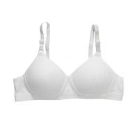 Generisch Underwear Cotton Non Ring Removable Double Shoulder Straps Back Three Buckle Girls Amusement Park Thin Bra Simple Upturned Bra Women's Things, White, 38A/B