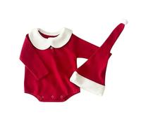 Generisch Unisex Baby Girls Boys Christmas Outfit Long Sleeve Oversized Sweatshirt Romper Hat Christmas Clothing Set, red, 6-12 Monate
