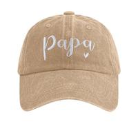 Generisch Unisex Baseball Cap 'Papa' with Heart Embroidery - Adjustable Dad Hat Made of Washed Cotton | Loving Cap for Dads and Grandfathers, style_x04 khaki, One Size