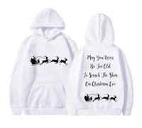 Generisch Unisex Christmas Hoodie with Inspirational Saying - Hoodie with Reindeer Sleigh Motif | Festive Jumper for Advent Season, Style_q10 White, M