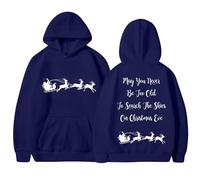 Generisch Unisex Christmas Hoodie with Inspirational Saying - Hoodie with Reindeer Sleigh Motif | Festive Jumper for Advent Season, Style_q06 Navy, 3XL