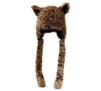 Generisch Unisex Faux Fur Hat with Animal Ears, Cats or Leopard Style, Warm Winter Hat with Ear Flaps and Cords, Creative Fashion Accessory for the Winter Season, O Brown, One size