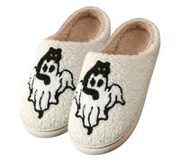 Generisch Unisex Halloween Slippers, Cuddly Slippers with Haunted Figures and Pumpkin Motif, Winter Stylish Felt Slippers, Soft Plush for Indoors, Comfortable Slippers for Living Room, Bedroom, N A, 8