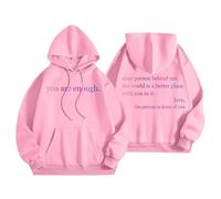 Generisch Unisex Hoodie with Positive Message on Front and Back - Hoodie with Cheerful Saying | Comfortable Sweatshirt for a Mindful Everyday Life, style_q06 pink, M