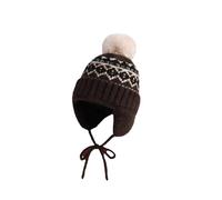Generisch Unisex Knitted Hat with Ear Flaps and Bobble - Warm Winter Hat in Norwegian Style | Traditional Bobble Hat for Men and Women, style_f03 brown, One Size
