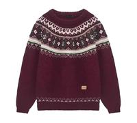 Generisch Unisex Norwegian Sweater with Traditional Pattern - Classic Knitted Winter Sweater | Fair Isle Jumper for the Cold Season, style_u02 red, L