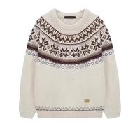 Generisch Unisex Norwegian Sweater with Traditional Pattern - Classic Knitted Winter Sweater | Fair Isle Jumper for the Cold Season, style_u01 beige, L