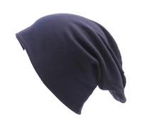 Generisch Unisex slouchy beanie made of soft cotton, lightweight jersey hat in many colours, thin transition hat for men and women, Style_t12 Navy, One Size