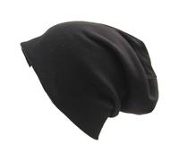 Generisch Unisex slouchy beanie made of soft cotton, lightweight jersey hat in many colours, thin transition hat for men and women, style_t02 black, One Size