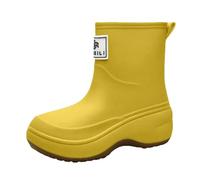 Generisch Unusual shoes, women's flat women's rain shoes, comfortable rubber boots for outdoor walks in the garden, casual wear with slip-on sole, women's shoes, black, elegant, yellow, 5 UK